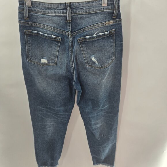 Kancan Blue Sun Moon Painted Distressed Raw Edge Jeans Waist 24 Size 1 - Picture 9 of 15